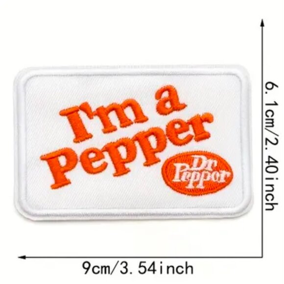 I'm a Pepper Iron On Embroidered White Orange Patch Dr. Pepper Soda - Picture 4 of 4
